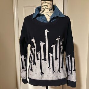 Unique Navy Giraffe Print Layered Sweater
